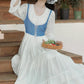 Belle Twofer Corset Peasant Maxi Dress (White/Blue)