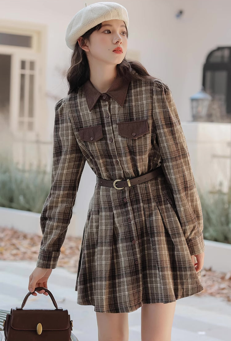 Brown Sugar Plaid Shirt Dress (Mocha)