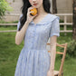 Floral Stripe Midi Dress (Blue)