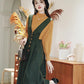 Gingko Stripe Pinafore & Sweater Set (Mustard/Green)