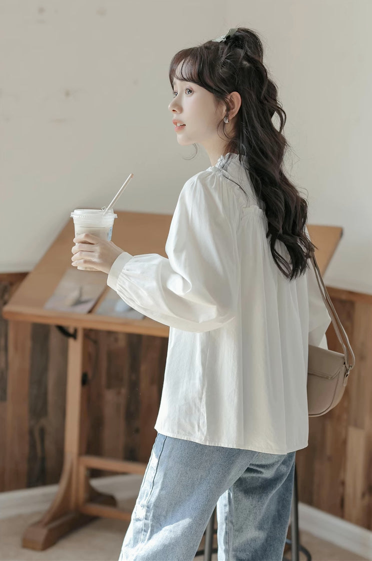 Essential Ruffle Trim Blouse (2 Colors)