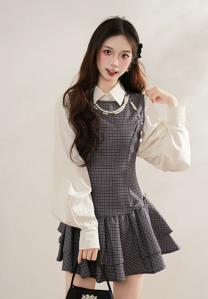 Prep Plaid Mini Dress & Blouse (2 Colors)
