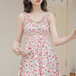 Camellia Smocked Midi Dress (Cream/Red)