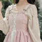 Two-Piece Corset Peasant Dress (Pink/Cream)