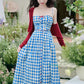 Vintage Gingham Floral Cami Dress (Blue)
