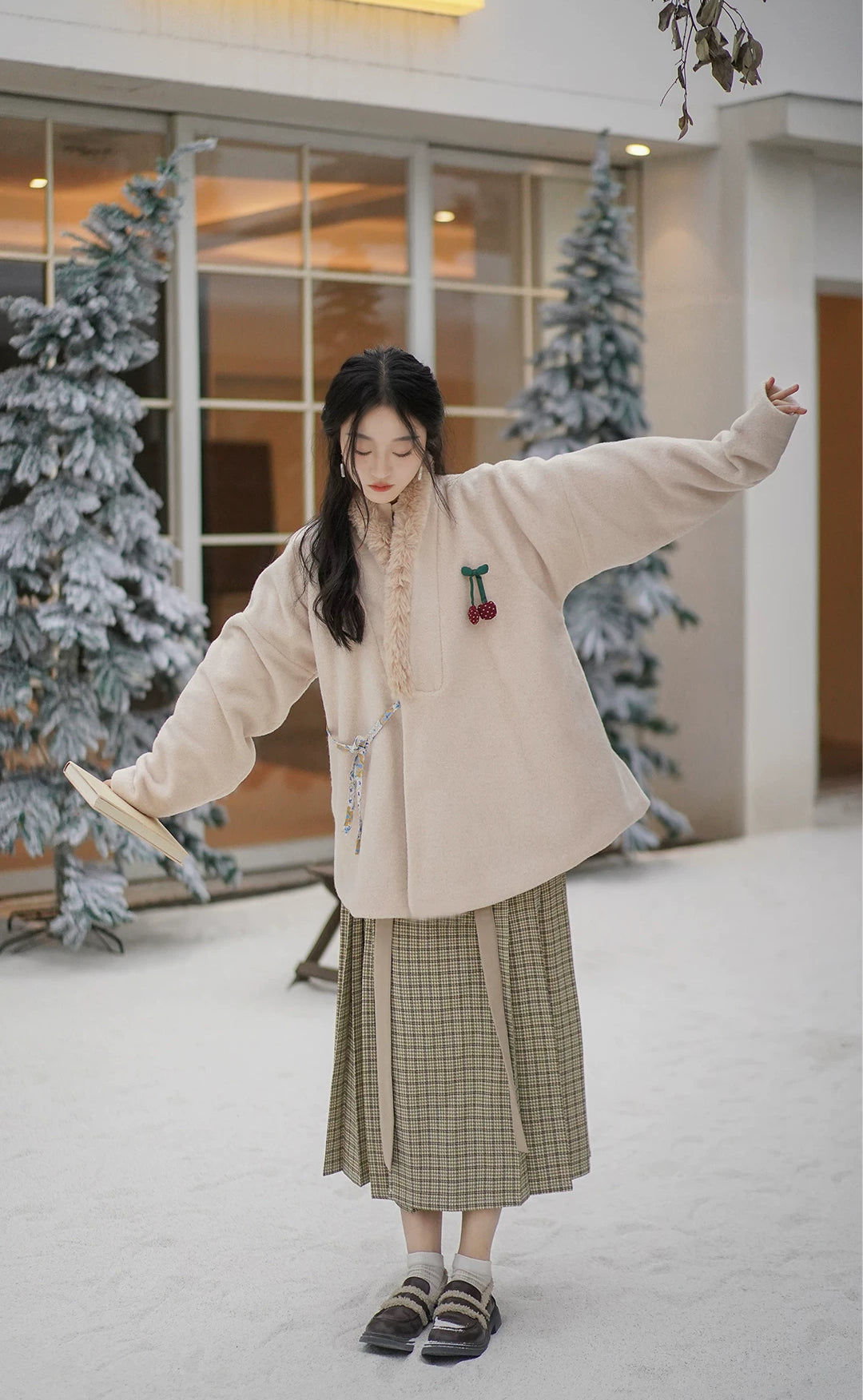Snowy Wishes Cross Collar Jacket (3 Colors)