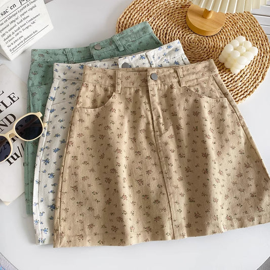Spring Floral Twill Skirt (3 Colors)