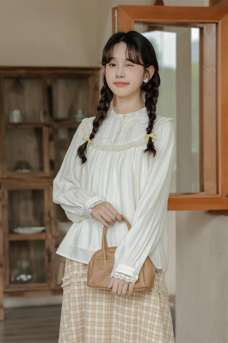 Bertha Lace Collar Blouse (White)