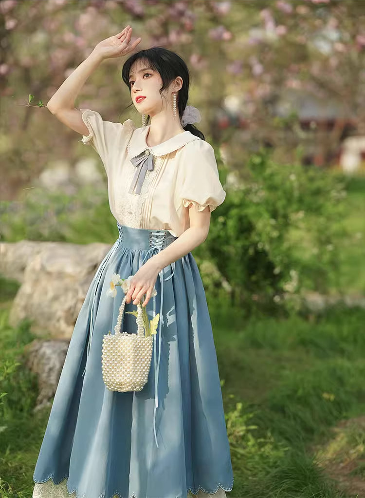 Evergarden Short Sleeve Blouse & Skirt Set (7 Colors)