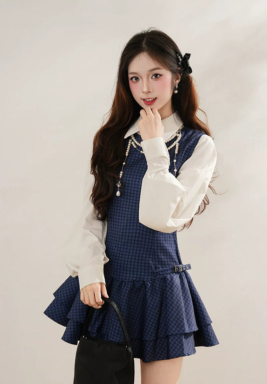 Prep Plaid Mini Dress & Blouse (2 Colors)