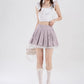 Bow Lace Pleated Mini Skirt (7 Colors)