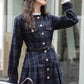 Academia Plaid Button Midi Dress (Navy)