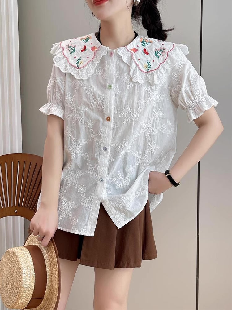 Butterfly Garden Embroidered Blouse (2 Colors)