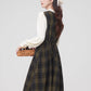 Cabin Plaid Twofer Midi Dress (Olive)