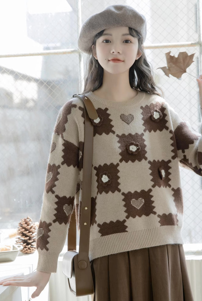 Checkerboard Biscuit Sweater (2 Colors)