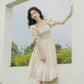 Lace Broderie Midi Dress (Cream)