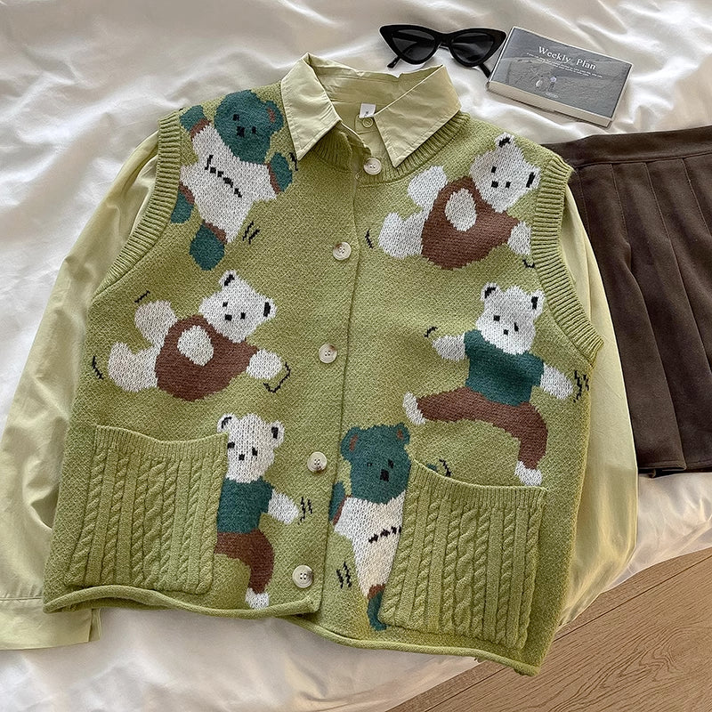 Playful Bears Vest (Green)