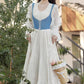 Belle Twofer Corset Peasant Maxi Dress (White/Blue)