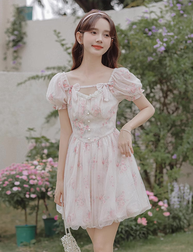 Bubbly Rose Mini Dress (Pink)