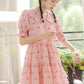 Sweet Cherry Tiered Shirt Dress (Pink)