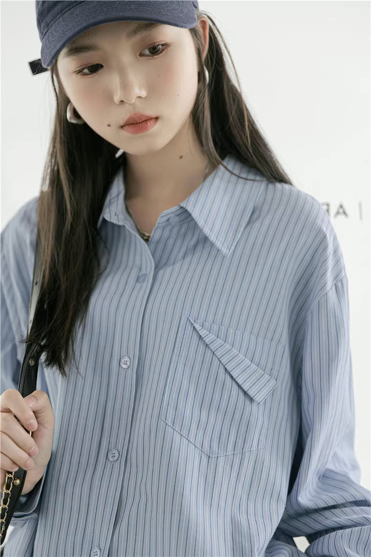 Boyfriend Stripe Button Up Shirt (2 Colors)