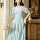 Teacup Rose Midi Dress (Blue)