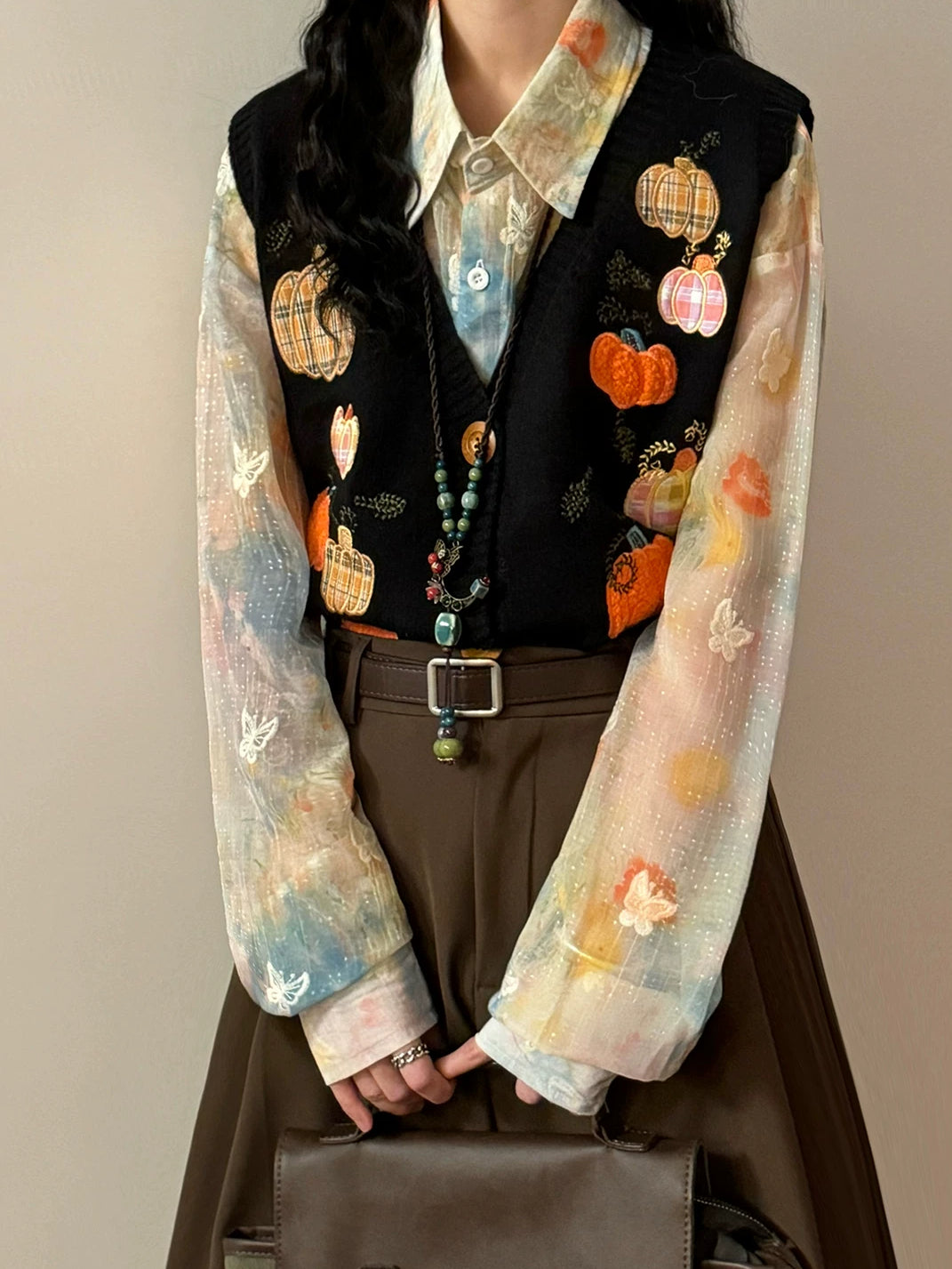 Pumpkin Patch Sweater Vest (Black)