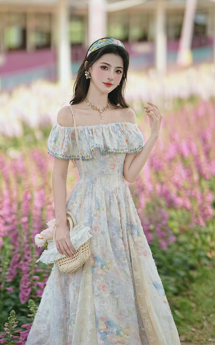 Watercolor Paint Three-Way Dress (Blue)