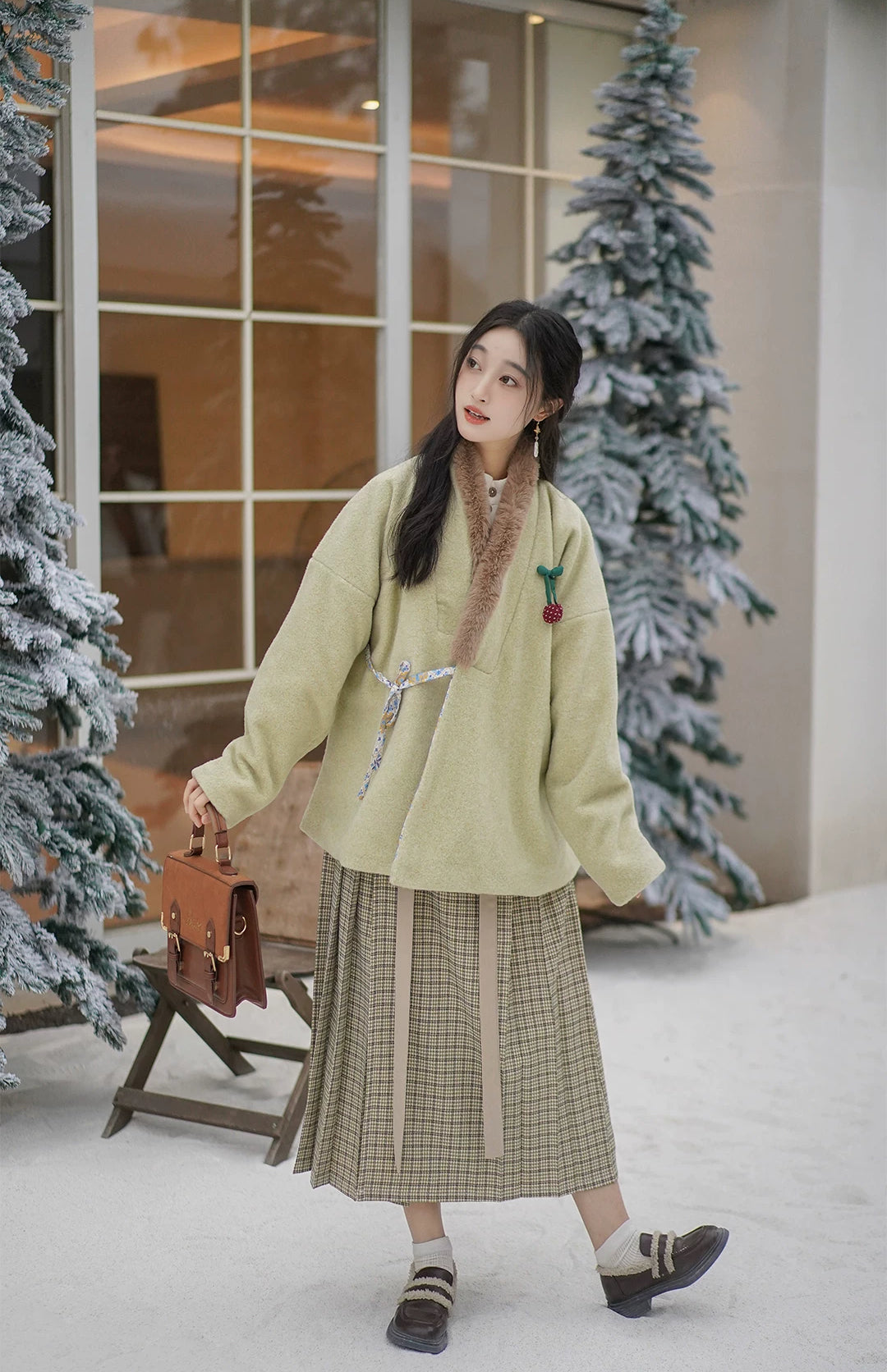 Snowy Wishes Cross Collar Jacket (3 Colors)