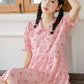 Sweet Cherry Tiered Shirt Dress (Pink)