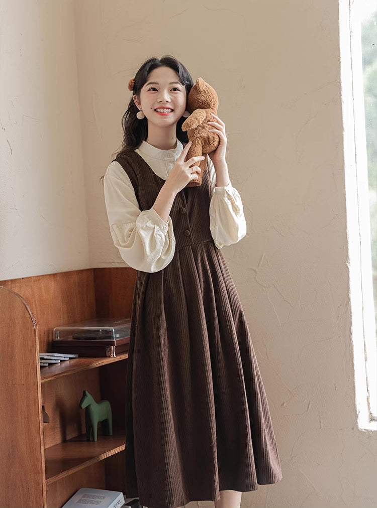 Basic Corduroy Pinafore (Brown)