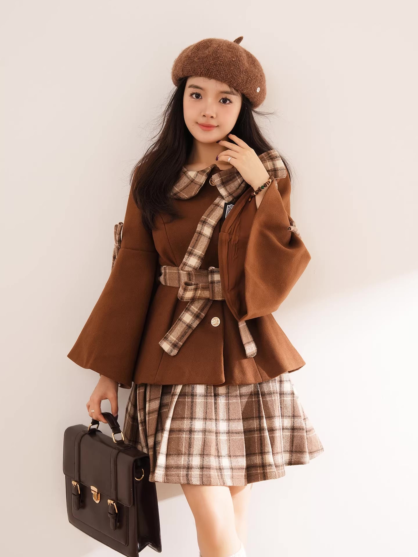 Trumpet Sleeve Short Coat & Skirt (2 Colors)