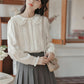Ruffled Peter Pan Collar Blouse (White)
