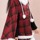 Merry Plaid Mini Dress & Capelet Set (Red)