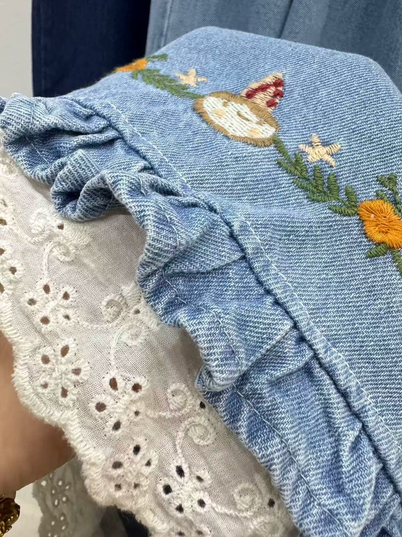 Forest Floor Embroidered Denim Pants (2 Colors) Dark Denim Forest Floor Embroidered Denim Pants (2 Colors) Dark Denim