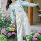 Sun Shining Embroidered Overalls (White)