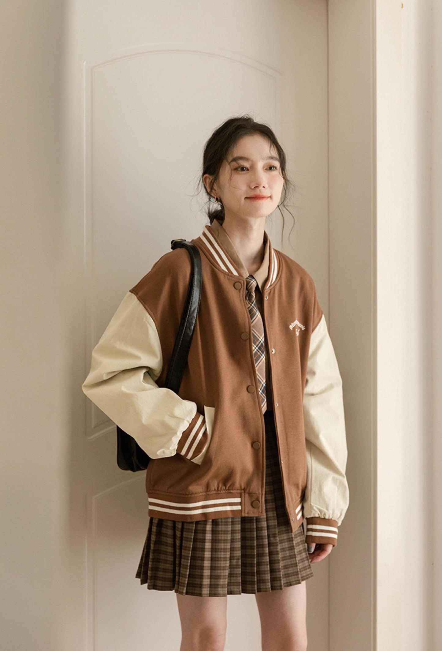 Boyfriend Baseball Jacket (Brown)