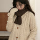 Braided Knit Round Neck Cardigan (Cream)