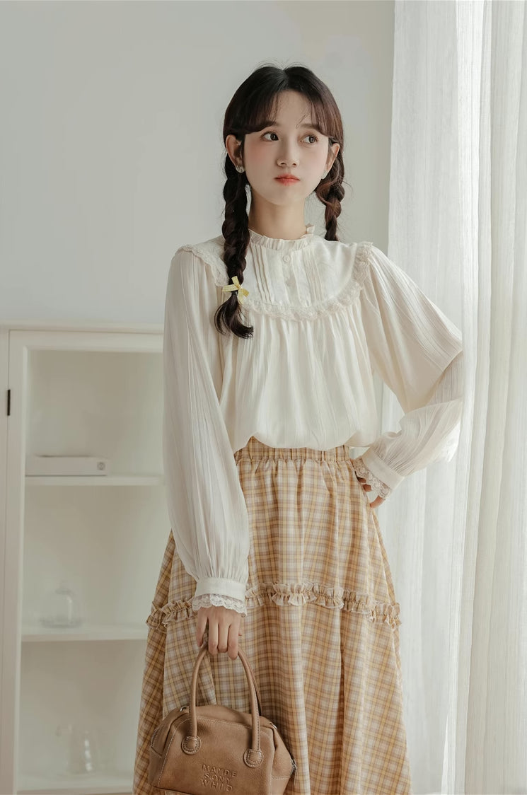 Bertha Lace Collar Blouse (White)