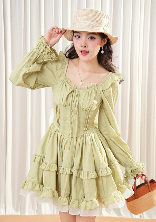 Leafy Gift Mini Dress (Green)