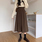 Woven Pleated Midi Skirt (2 Colors)