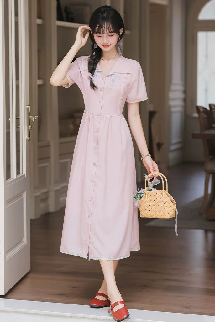 Wisteria Midi Shirt Dress (Lilac)