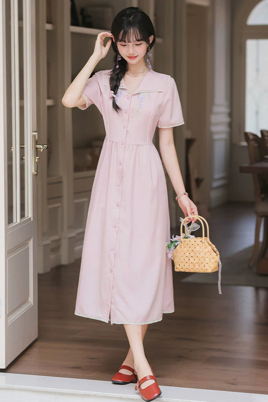 Wisteria Midi Shirt Dress (Lilac)