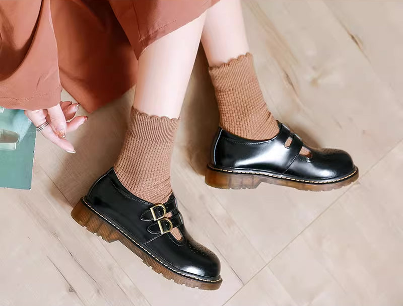 Double Buckle Mary Jane Brogues (2 Colors)