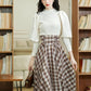 Choco Plaid Midi Skirt (Brown)