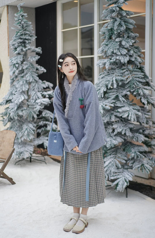 Snowy Wishes Cross Collar Jacket (3 Colors)