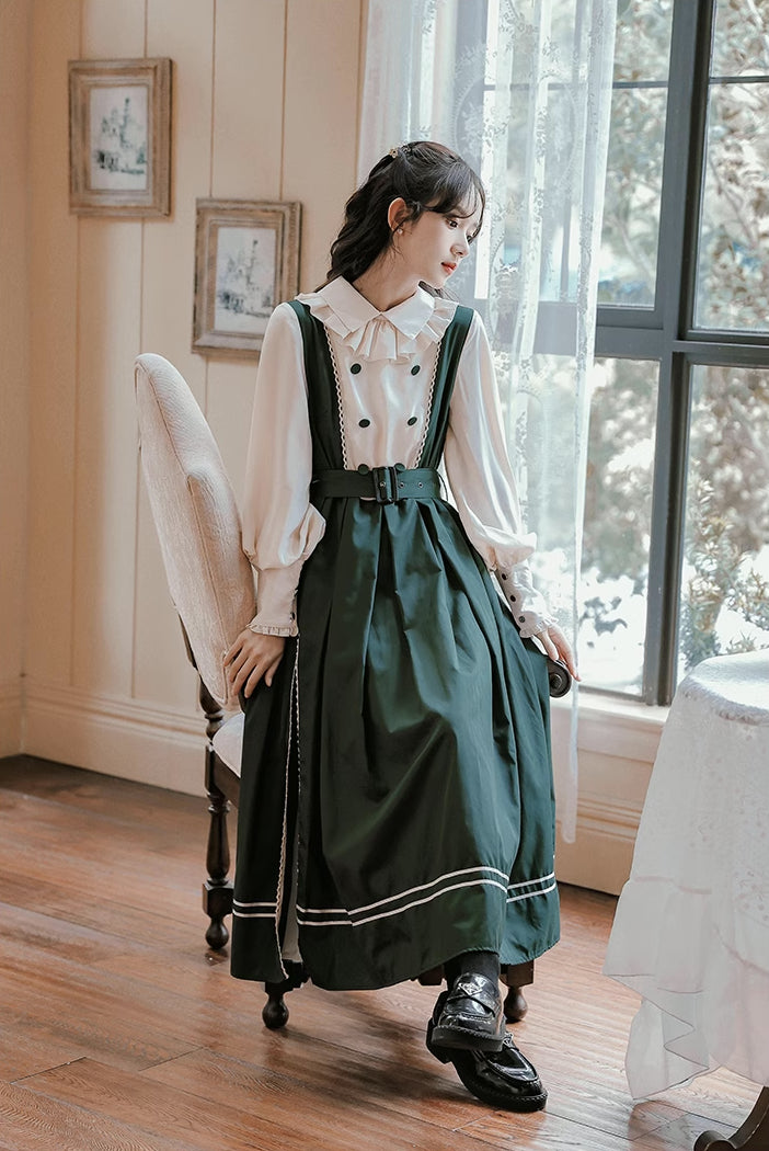 Lolita Faux Layered Midi Dress (Green)