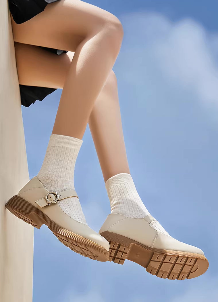 Flower Buckle Mary Jane Shoes (2 Colors)