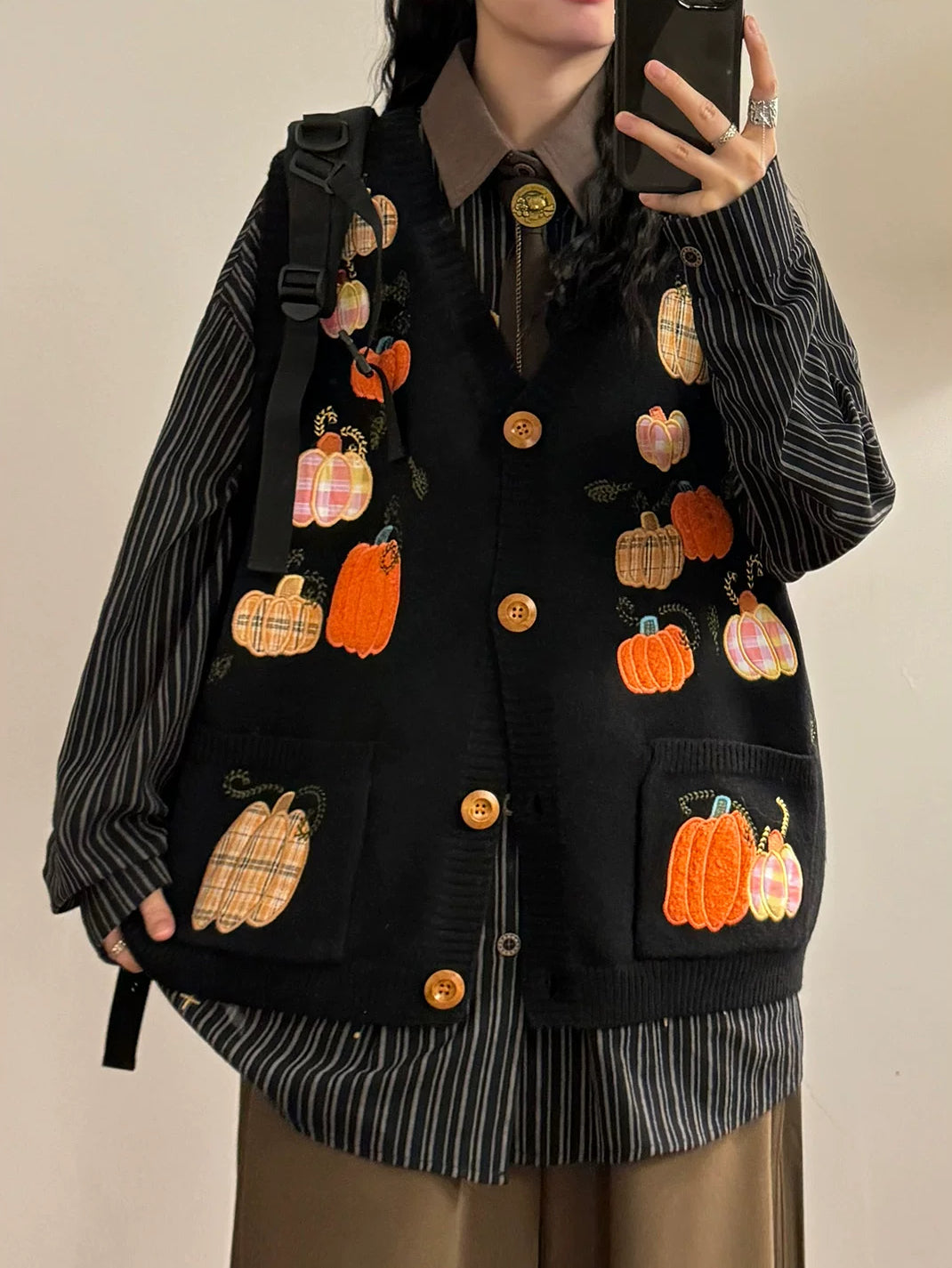 Pumpkin Patch Sweater Vest (Black)