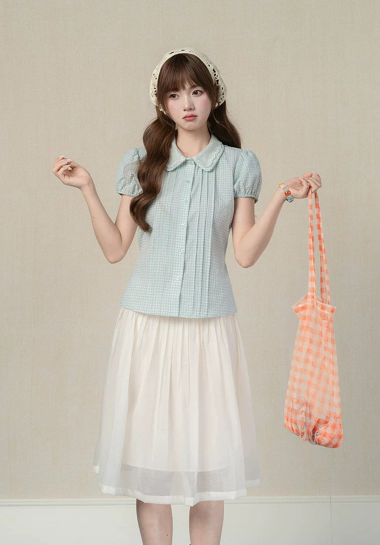 Gingham Fresh Blouse (Mint)